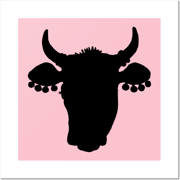 Black Cow Head Silhouette Wall Art by IvyLilyArt